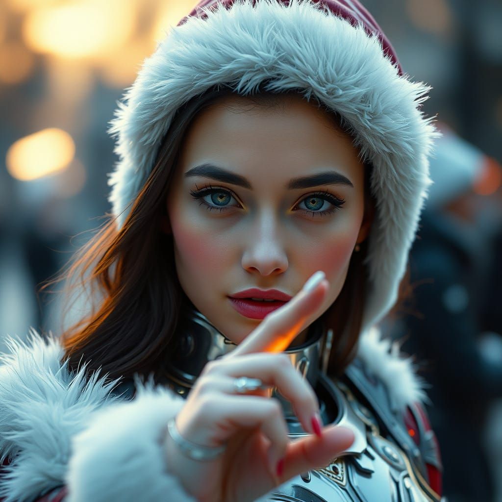 Surreal Christmas Warrior in Dystopian Evening Light