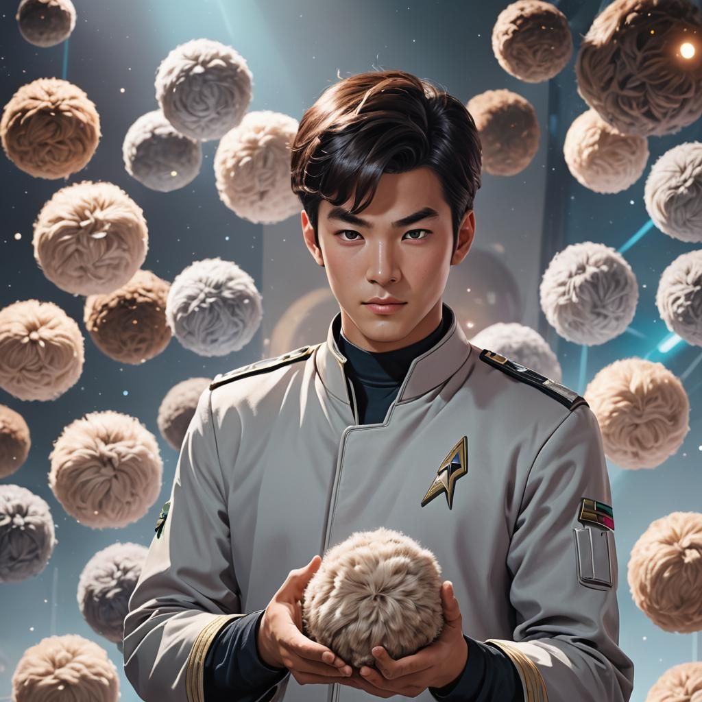 Star Trek Captain with Tribble: Anime 3D Art