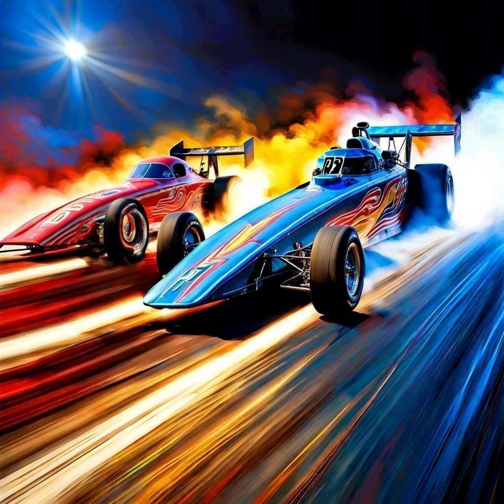 Dynamic Dragster Duel: A Digital Racing Painting