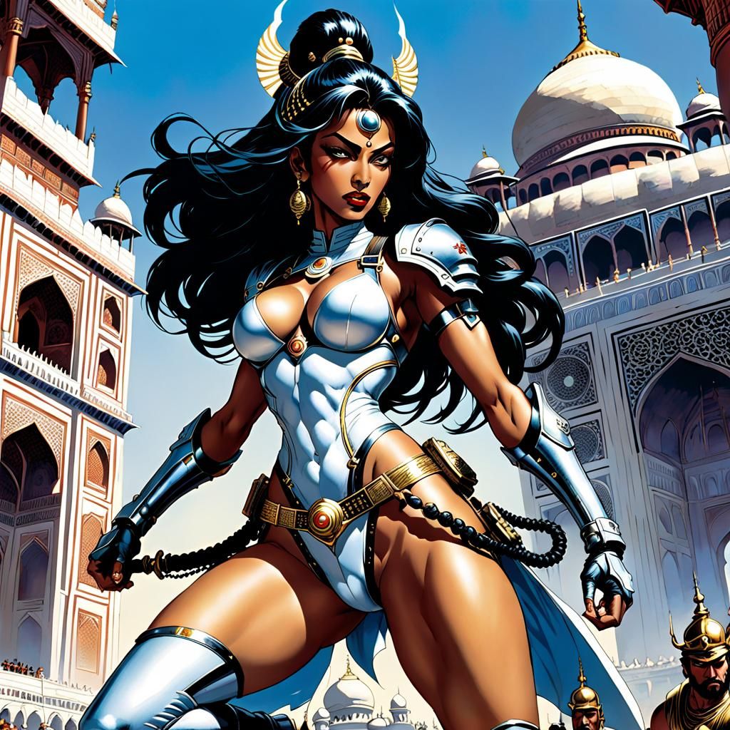 Cyborg Shiva Ravages Taj Mahal in Comic Glitch Art