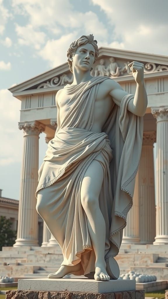 Ancient Roman Warrior in Grand Marmol Temple Setting