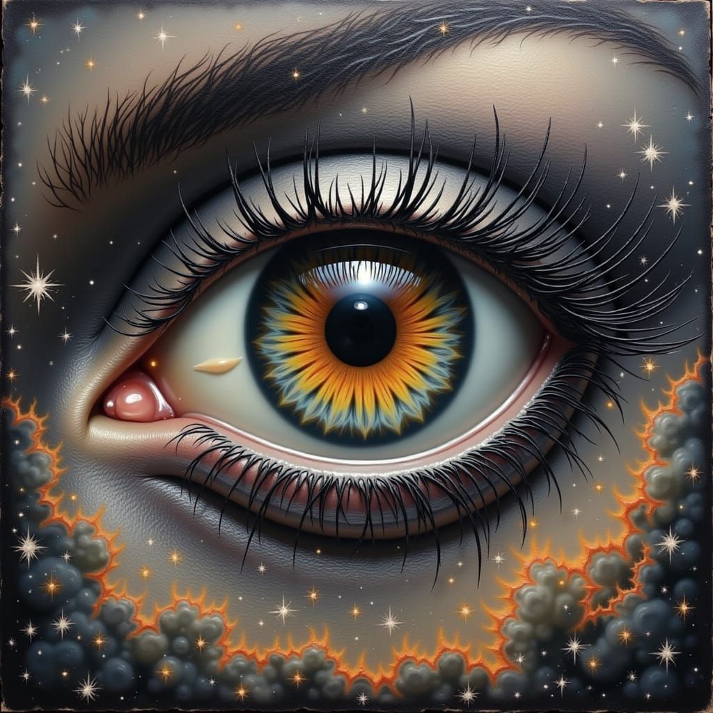 Cosmic Galaxy Face With Gothic Heart Iris