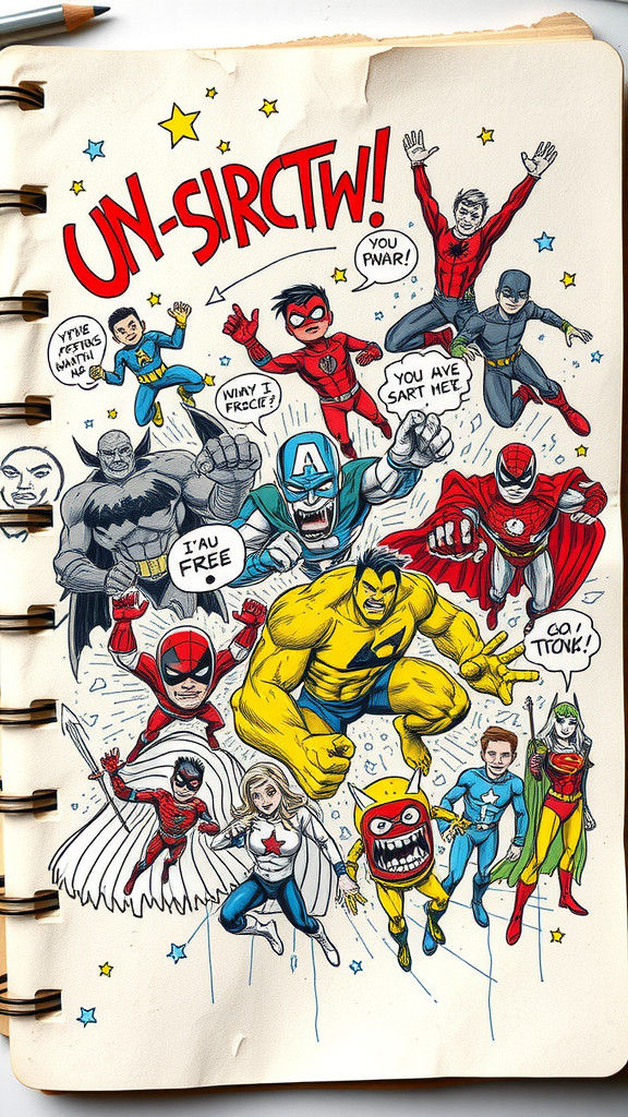 Vibrant Doodle Art Scene in Playful Graffiti Style