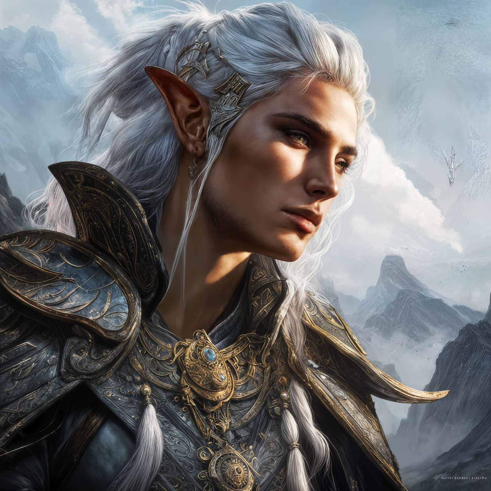 Elven Warrior Portrait in Hyperrealistic Fantasy Art