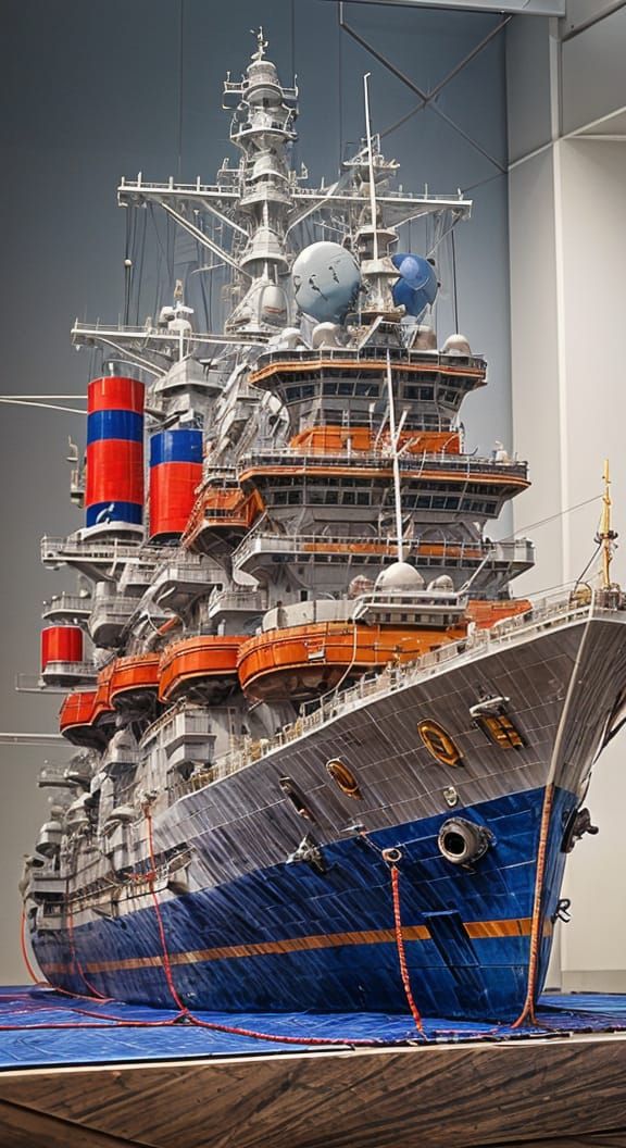 Crochet Battleship: Hyperrealistic Cinematic Art