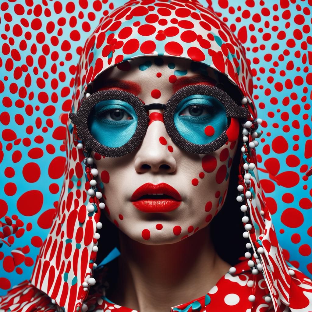 High Fashion Model in Yayoi Kusama Style