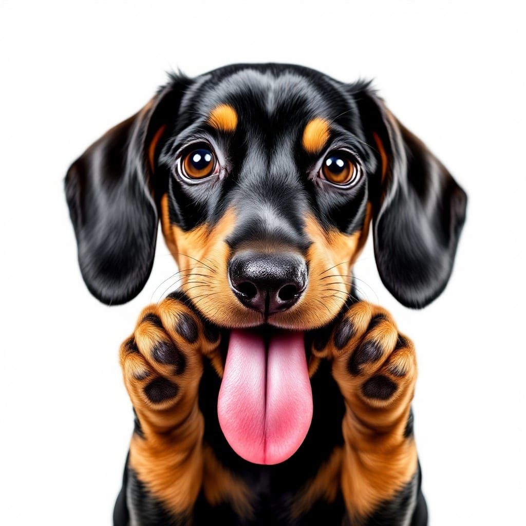 Joyful Dachshund Puppy in Hyper-Realistic Art