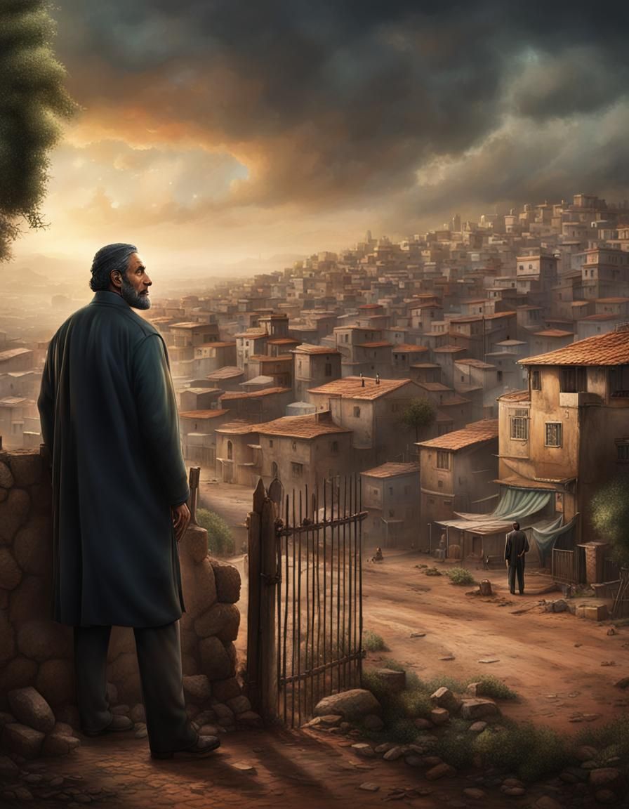 Menacing Lebanese Man in African Town: Digital Matte Paintin...