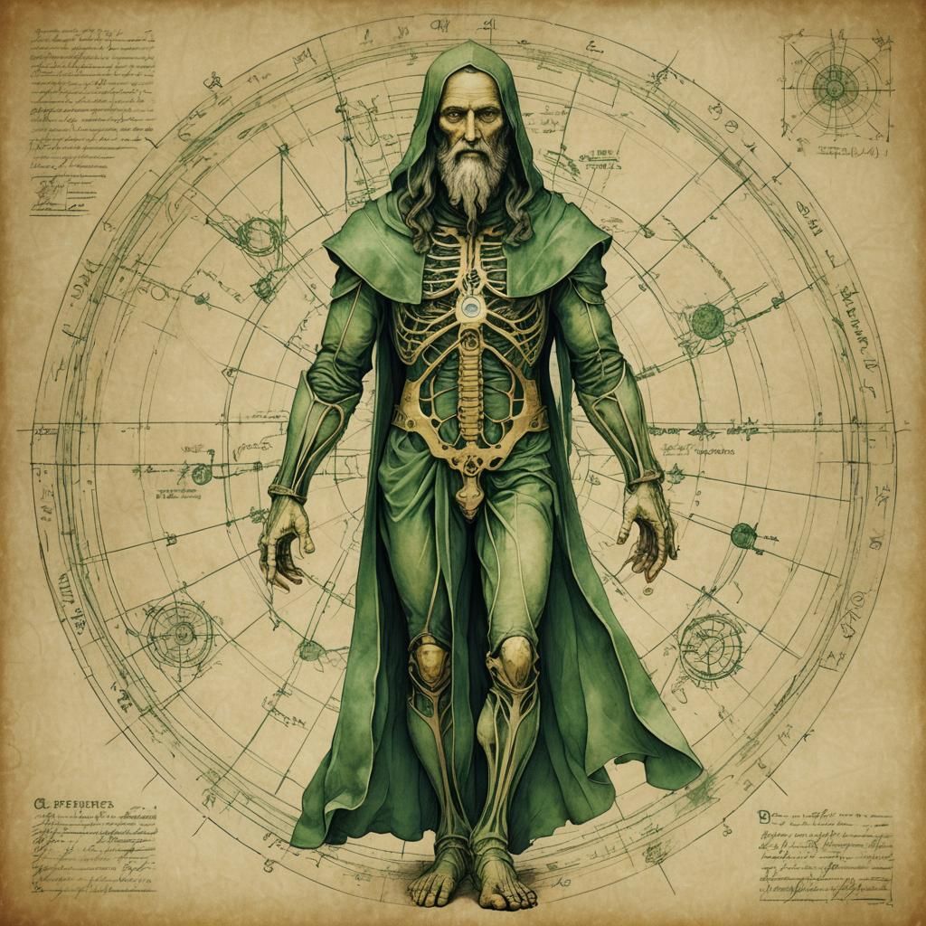 Green Wizard Anatomy: Renaissance-Style Blueprint