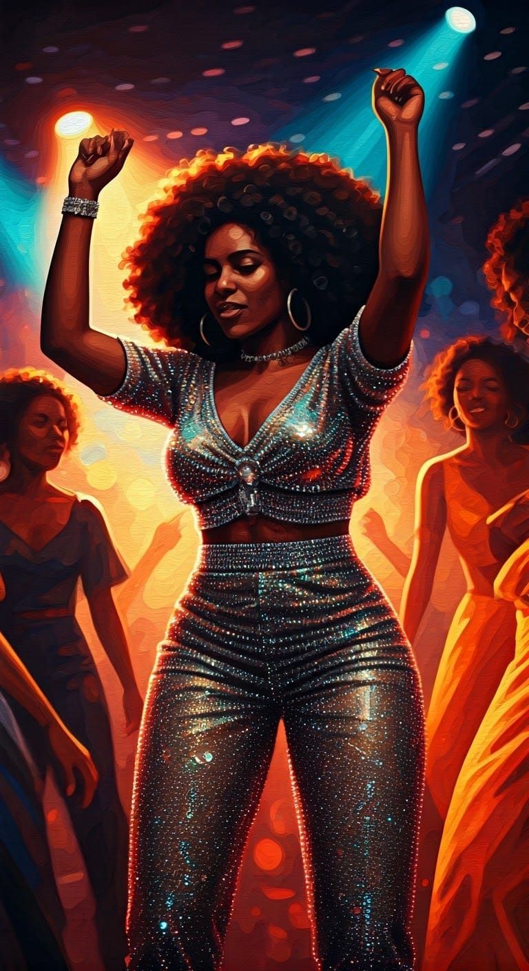 Dancing Brown Goddess Under Disco Lights