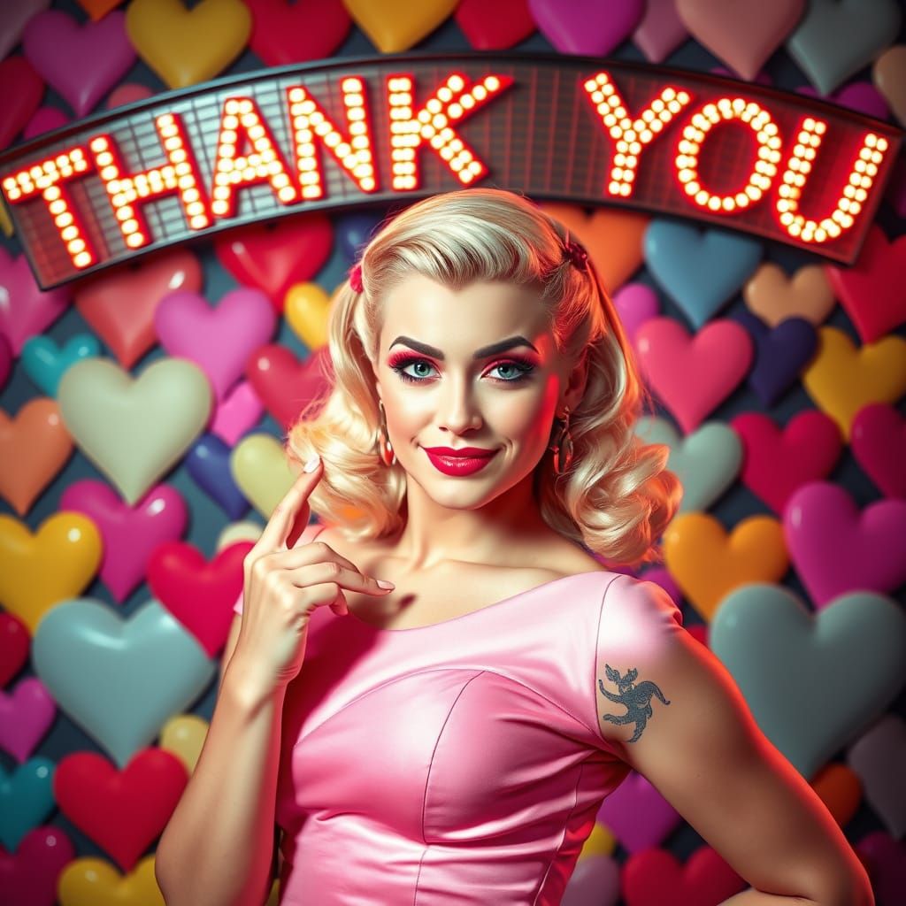 Retro Pin-Up Girl Says Thank You