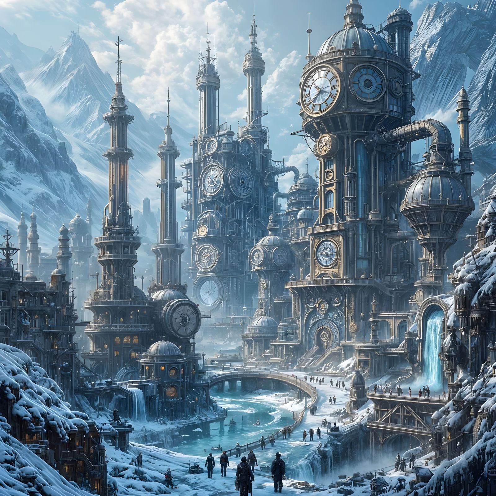 Ethereal Steampunk Cityscape at Twilight