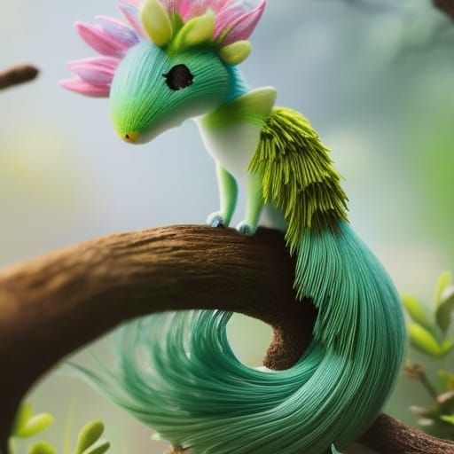 [scene a small clearing in the magical forest]:: A BEAUTIFUL FANTASY CREATURE SITS ON A LOG:: [YARN EMBOSSED!!!] [metall...