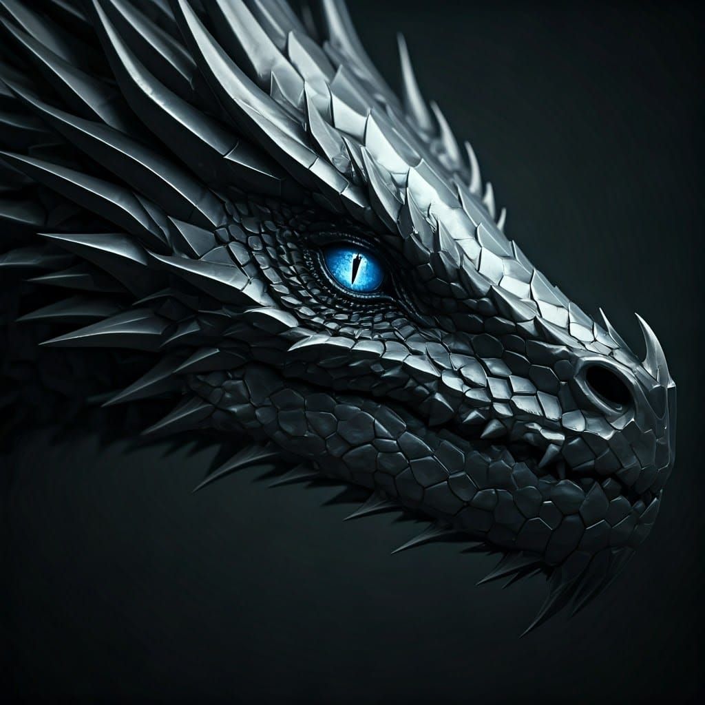 Intricate Steel Dragon Head in Cubistic Style