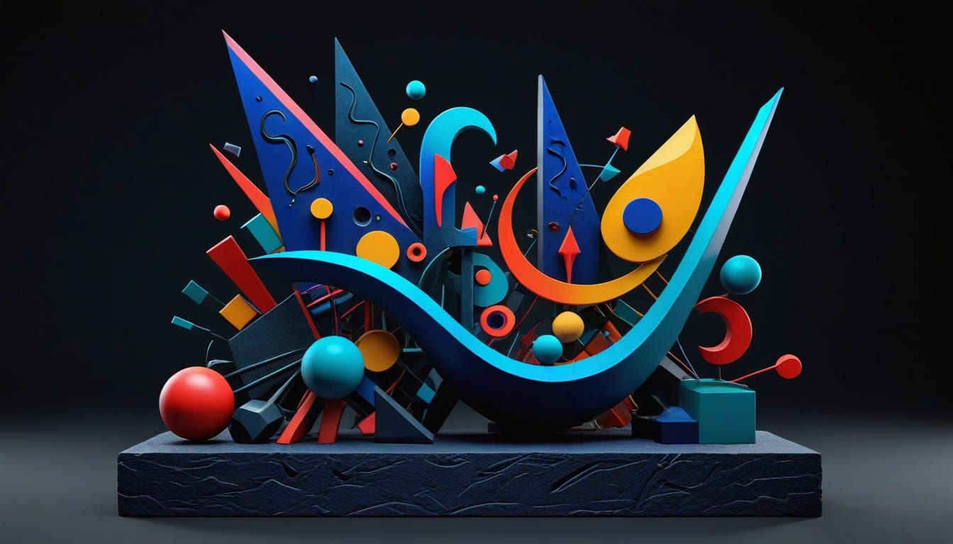 Vibrant Abstract Sculpture in Electric Colors