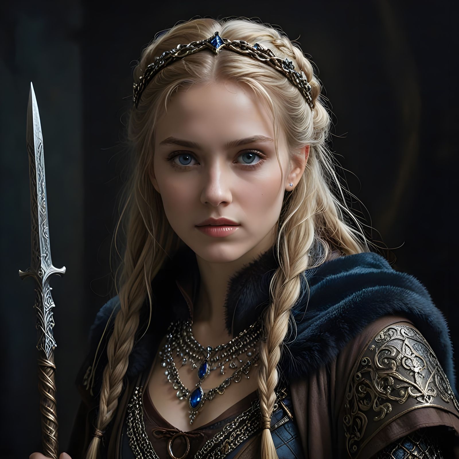 Norse Goddess in Mysterious, Dark Fantasy Portrait