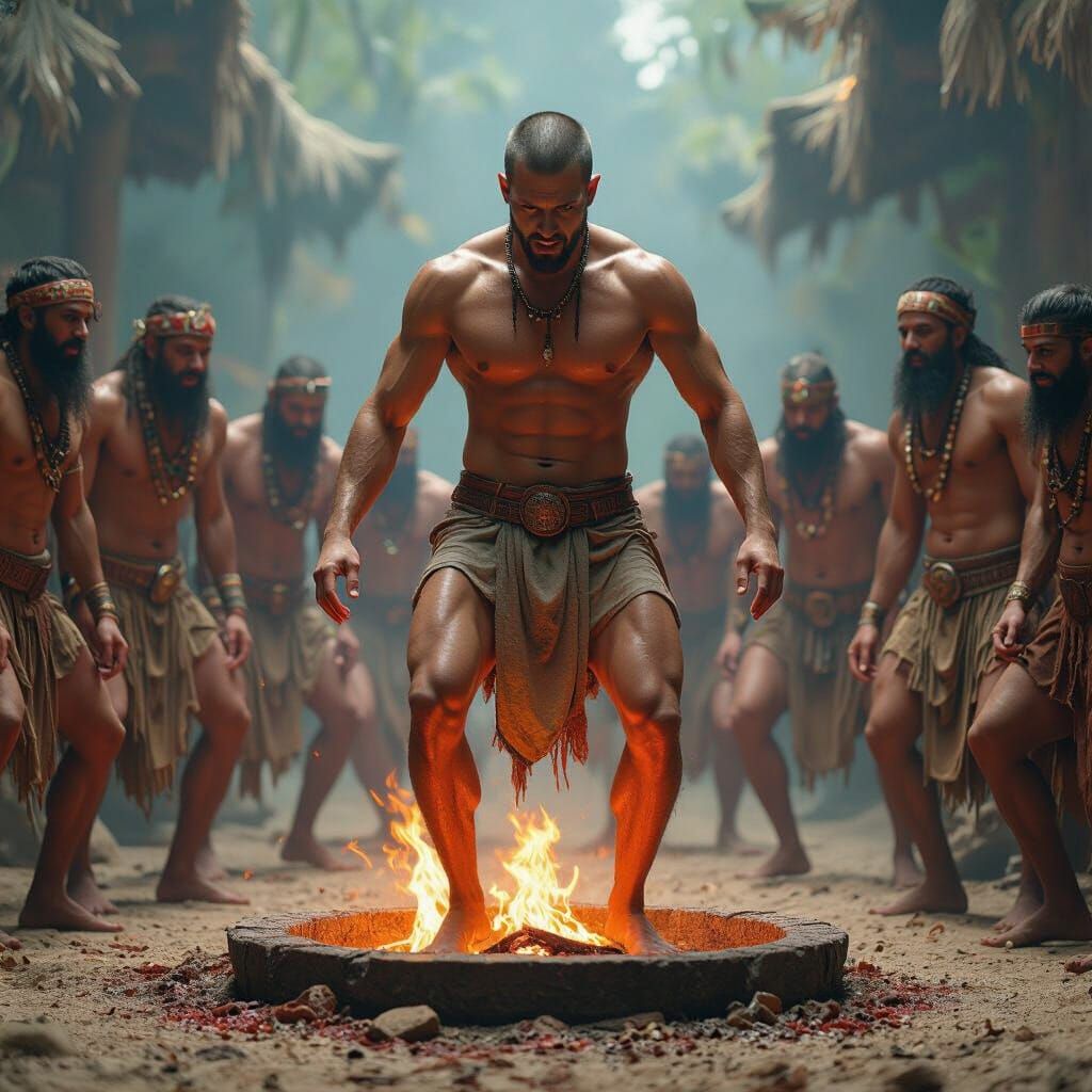 Cannibal Ritual: Man on Spit, Fantasy Concept Art