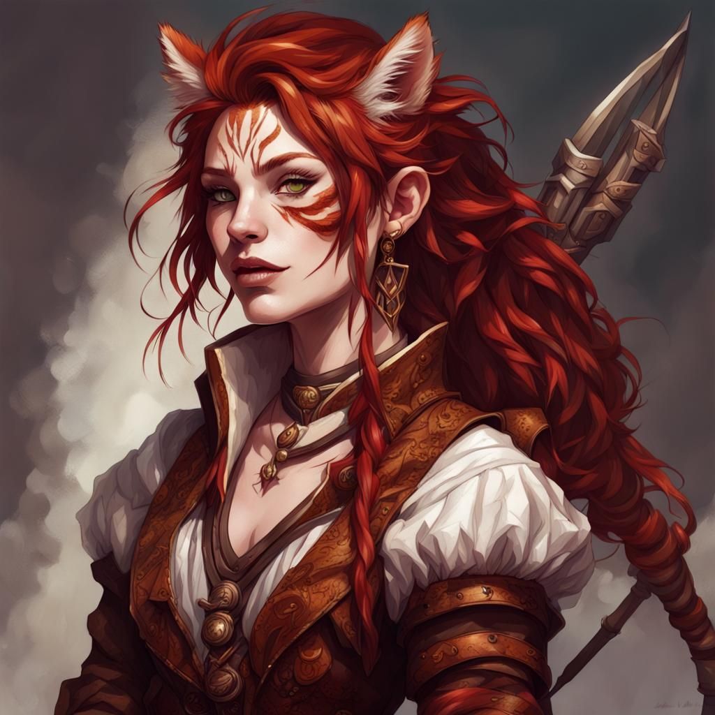 Striking Tiefling Bard in Detailed Fantasy Art