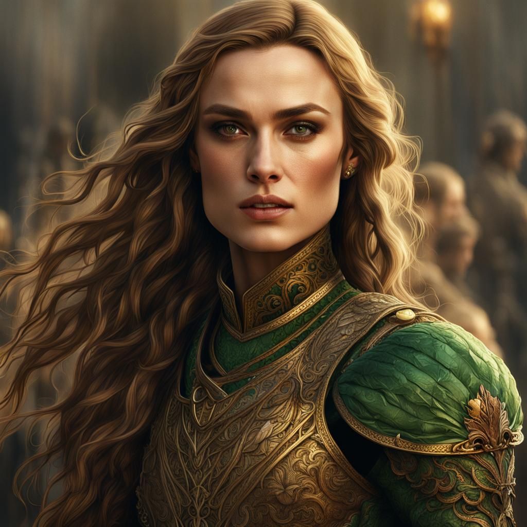 Portrait of a Golden-Haired Woman in Detailed Matte Painting