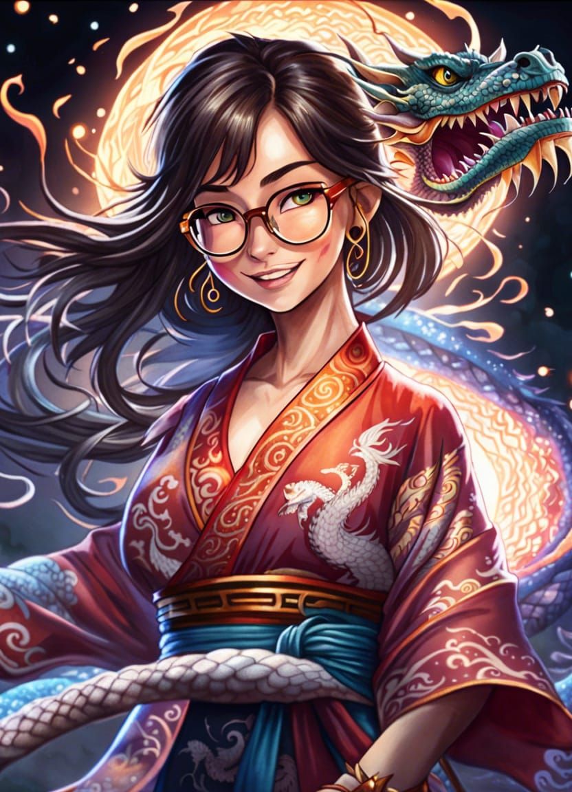 Epic Dragon Fight Scene with Enchantress