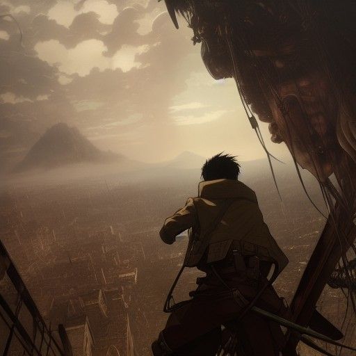 Attack on Titan Concept Art in Dark Fantasy Style