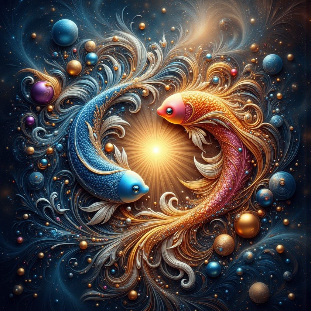Ethereal Koi in Celestial Harmony