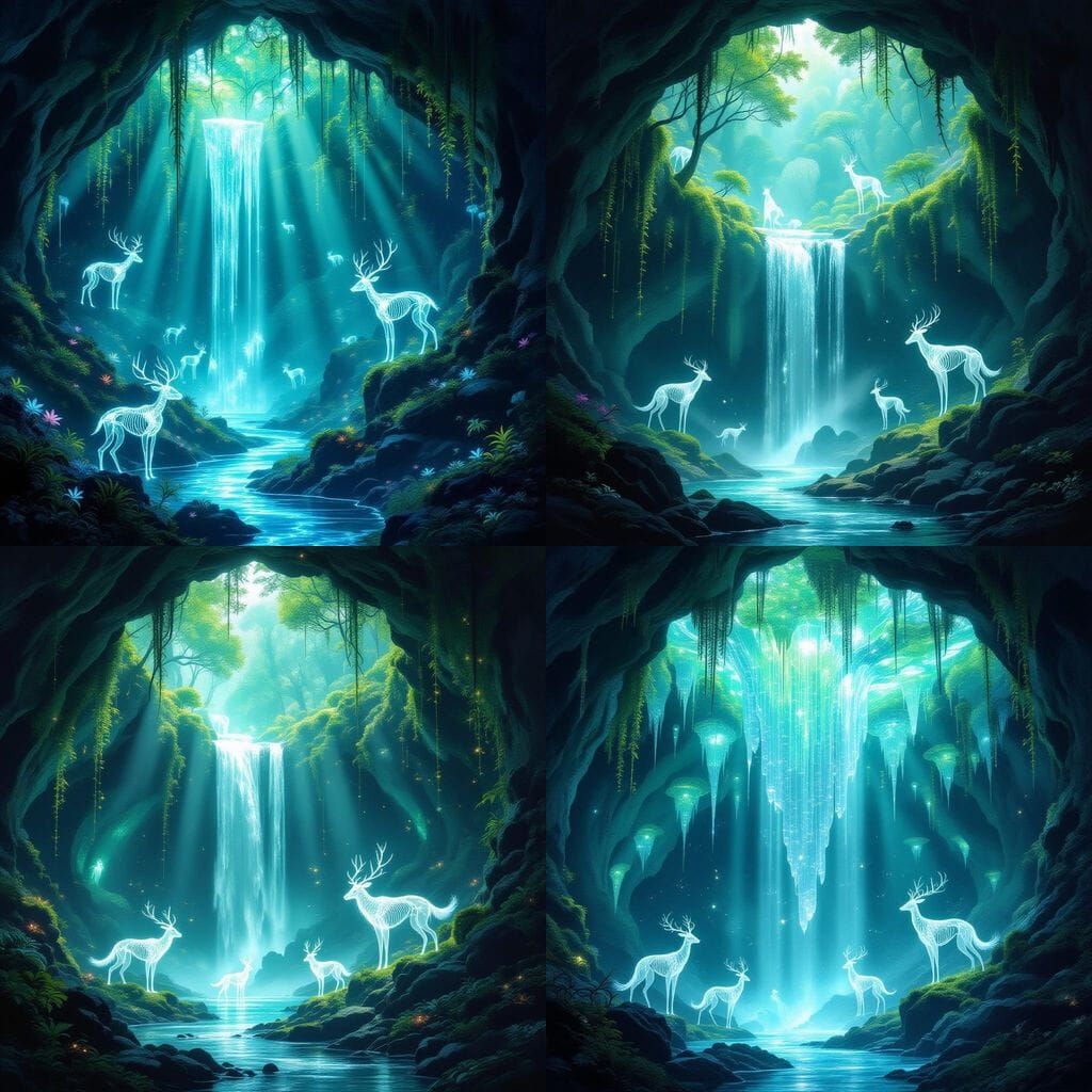 Mystical Underground Cavern With Upside-Down Forest and Spir...