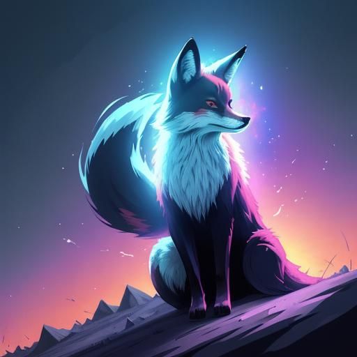 Anime Fox in Cel-Shaded Manga Style