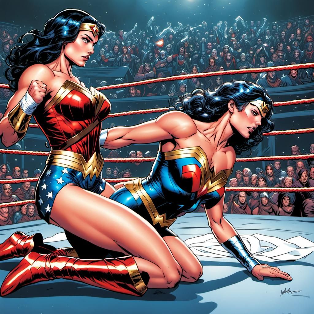 Wonder Woman Wins Bikini Wrestling Match