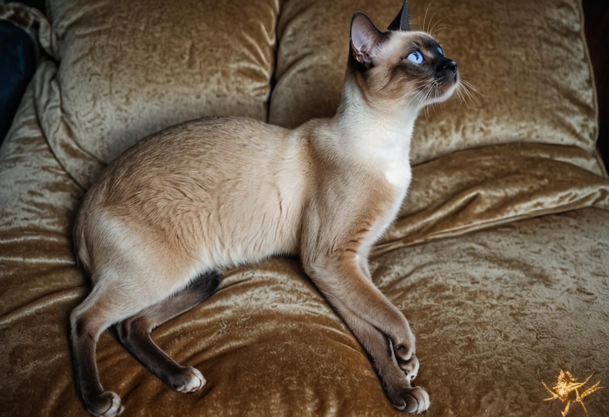 Siamese Cat Portrait in Golden Light, Hyper-Realistic