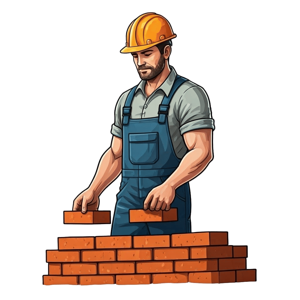 Builder Constructing a Building: Semi-Realistic Digital Draw...