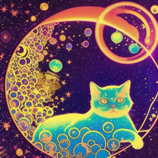 Space Kittens Play in Nebula Sky