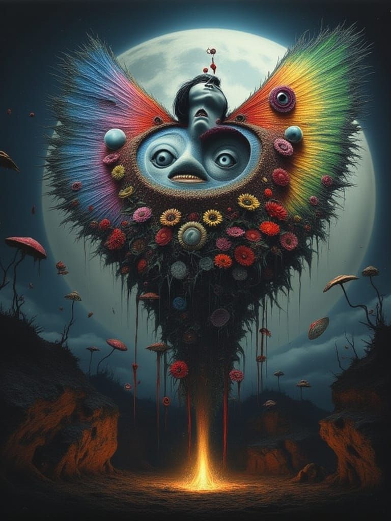 Eldritch Man as Flower in Smoke, Fairy Punk Style