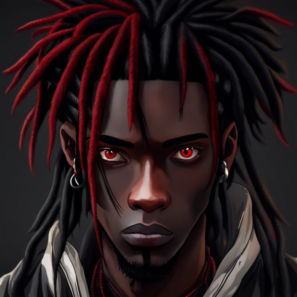 Anime Style Portrait of a Man with Red Dreads