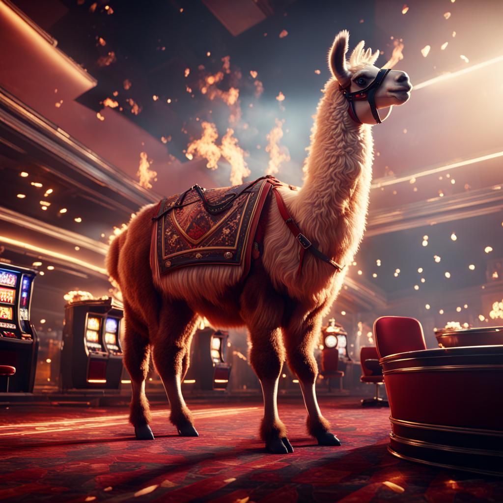 Drama Llama in Burning Casino: 3D Game Art
