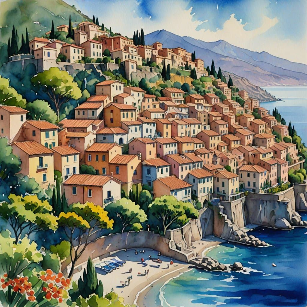 Sicilian Watercolor Masterpiece with Ionian Sea Views