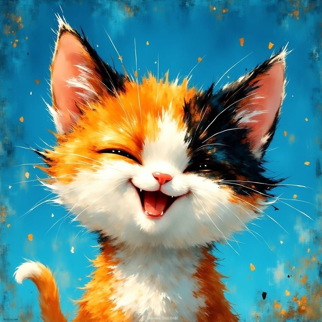 Whimsical Chibi Cat in Summer Sky
