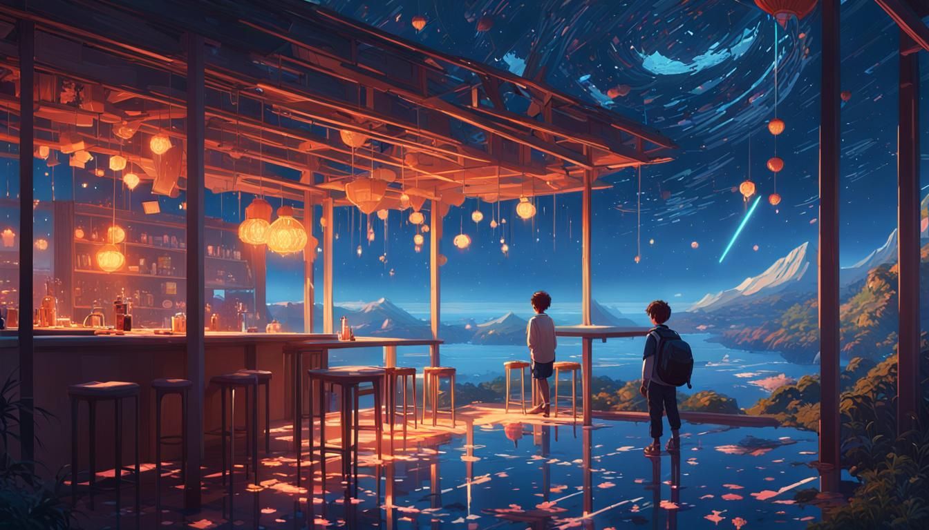 Boy Under Star Shower: Fantasy Concept Art