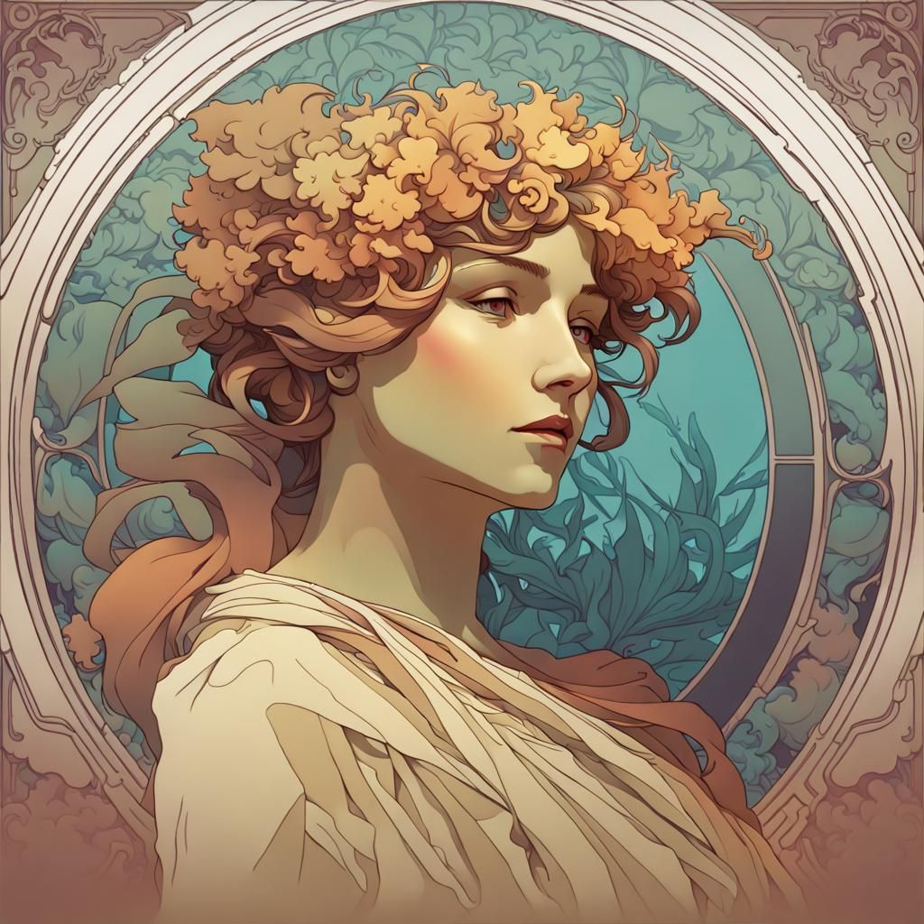 Art Nouveau Introspection with Smooth Color Gradients