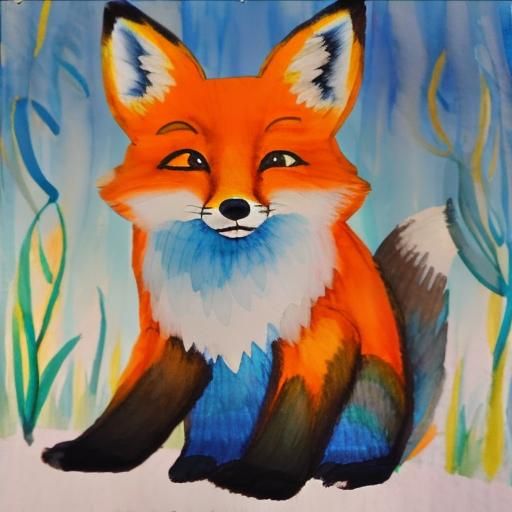 <lora:Jacaranda 2:1.0> cute fox in field, bright sun