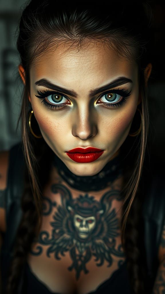 Gothic Rocker Portrait with Expressive Eyes