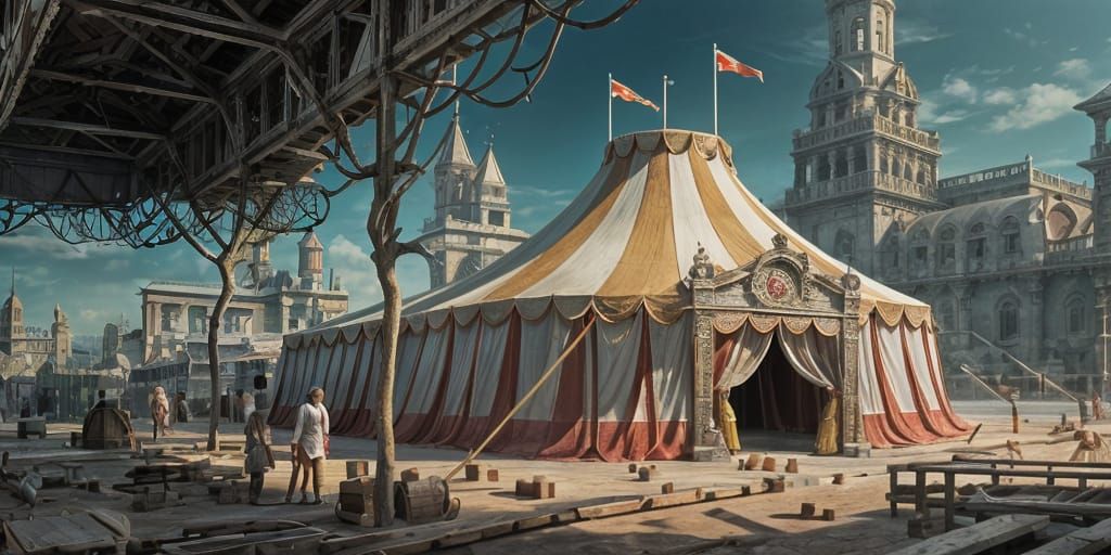 Detailed Infographic of a Rectangular Circus Tent