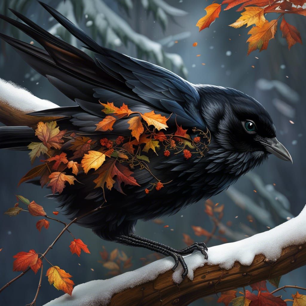 Blackbird Eye Amidst Snowy Mountains: Hyperrealistic Splash ...