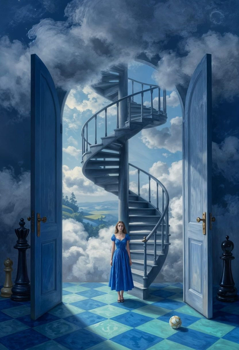 Spiral Staircase to Heaven in Digital Painting Style