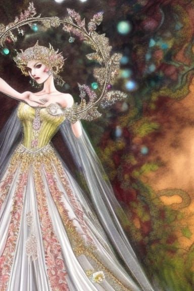 Gemstone Bride in Rococo Style Illustration