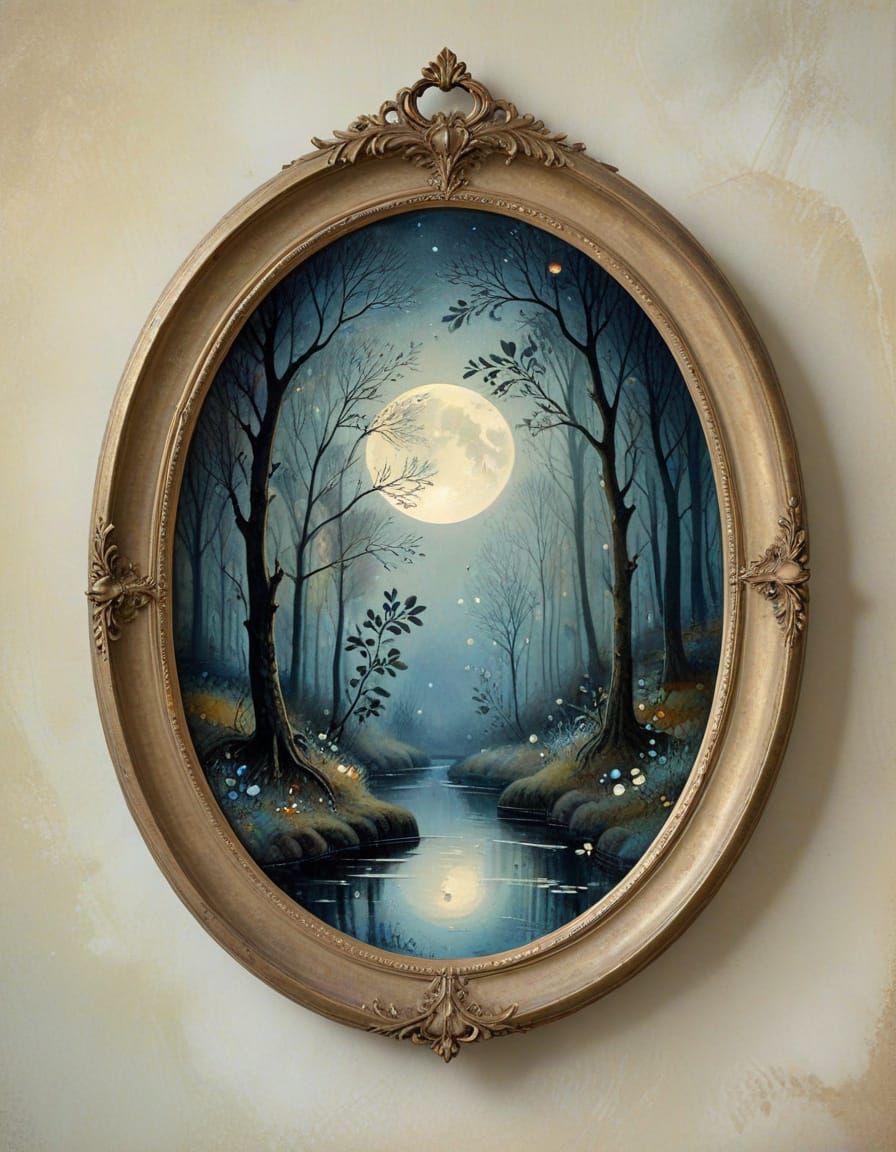 Mystical Winter Forest Watercolor in Ethereal Light