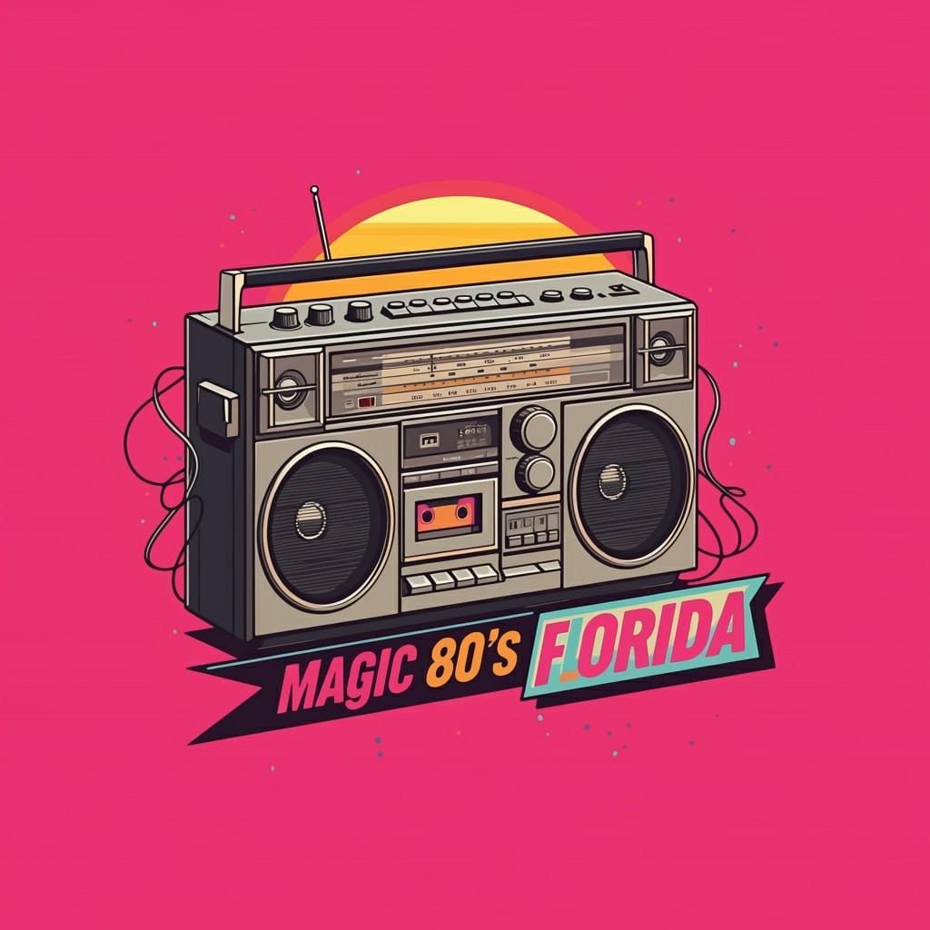 Nostalgic 80's Florida Scene with Retro Boom Box
