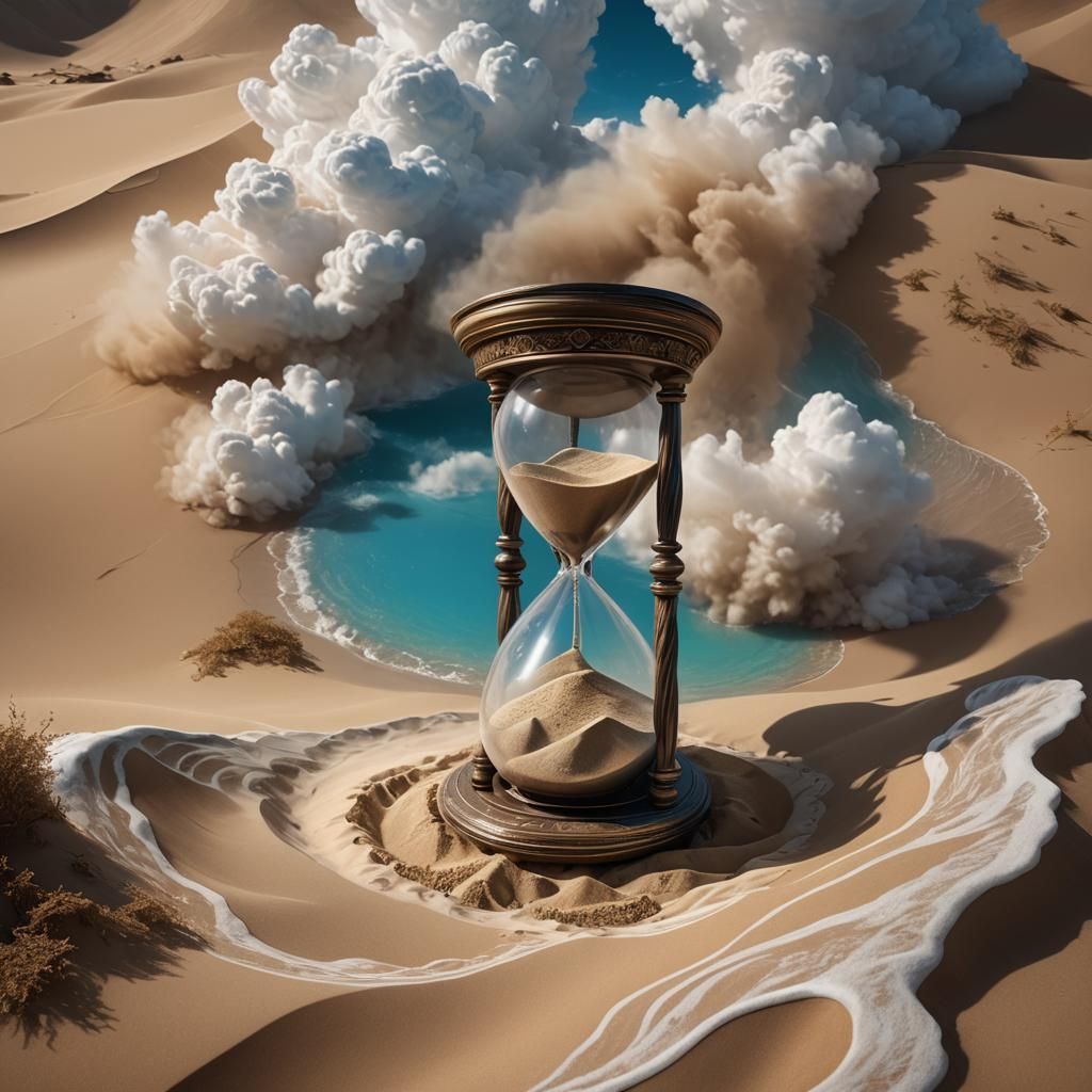 Hourglass Between Sky and Sea: Fantasy Concept Art