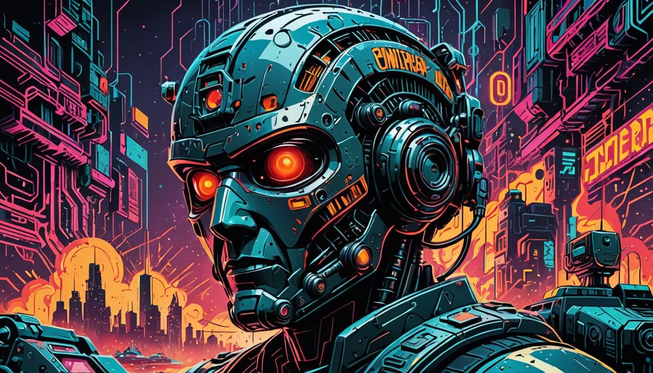 Retro Sci-Fi Movie Poster in Cyberpunk Pop Art