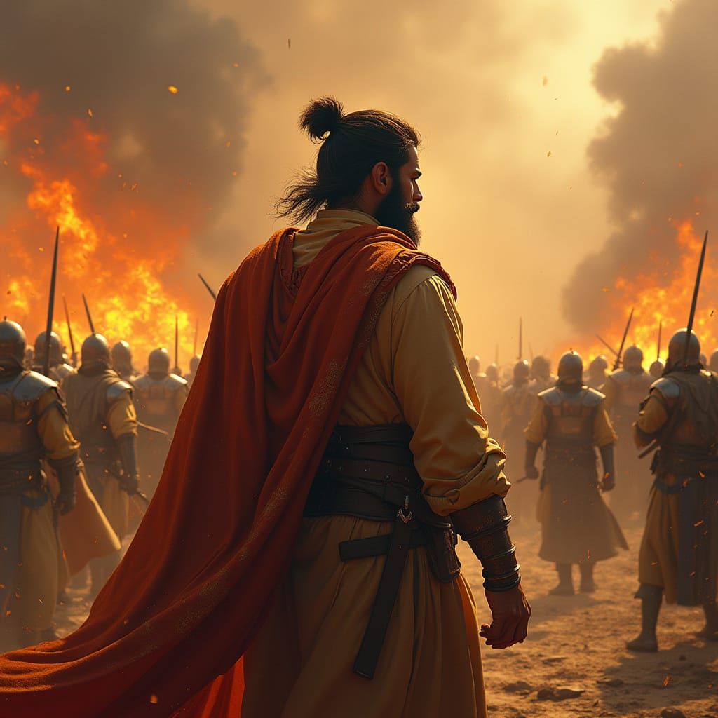 War-Torn Warrior in Golden Armor